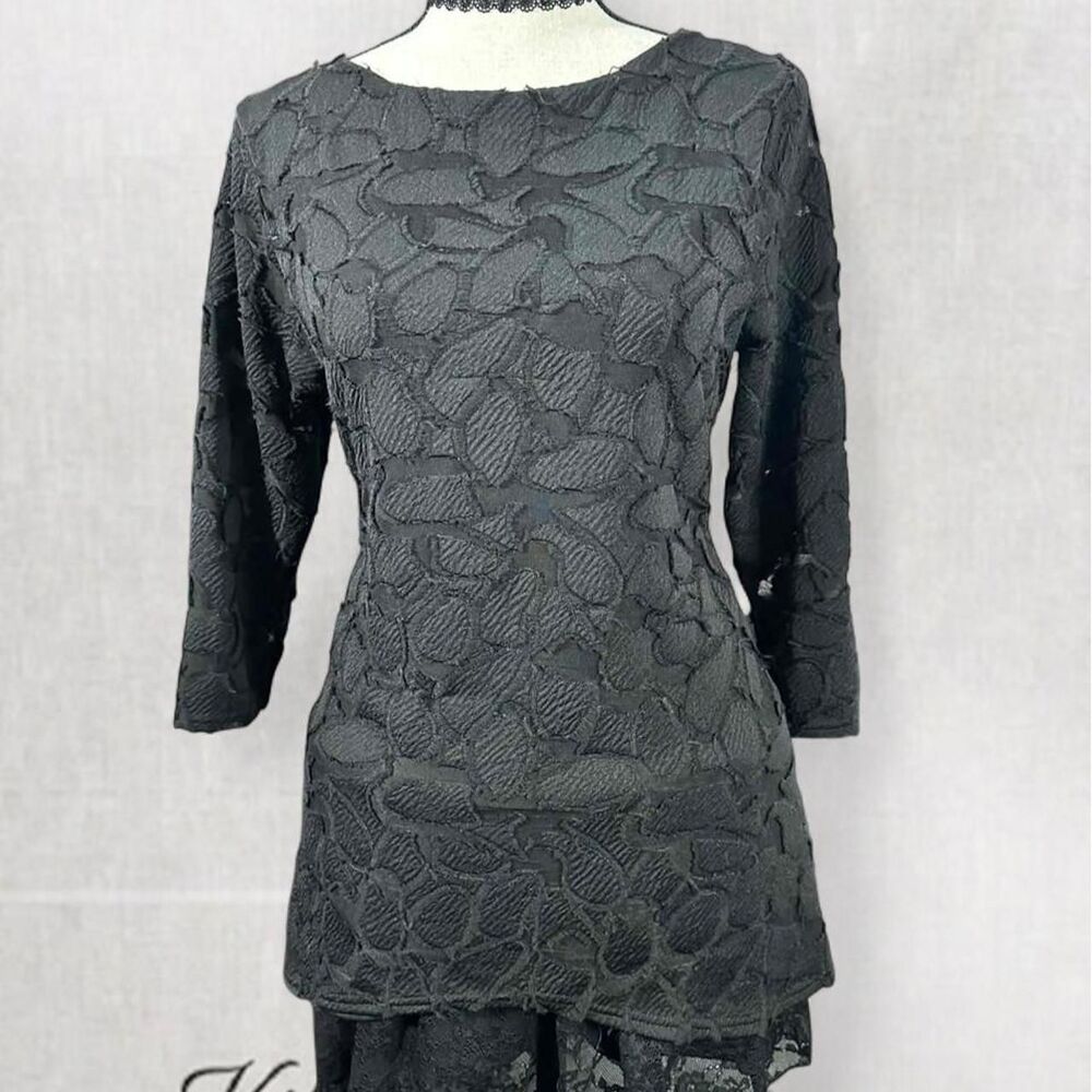 Whimsygoth Fairygrunge Black Sheer Abstract Blouse